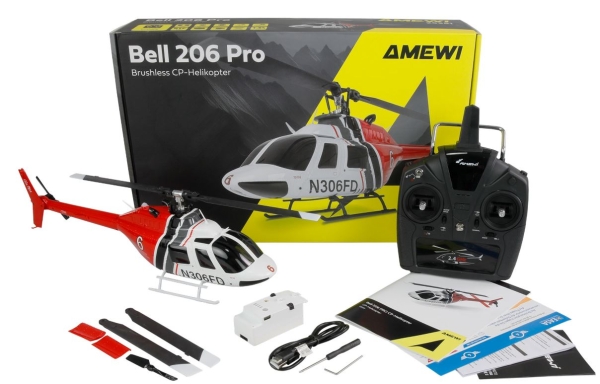 25351 Bell-206 Pro Brushless CP weiß/schwarz/rot